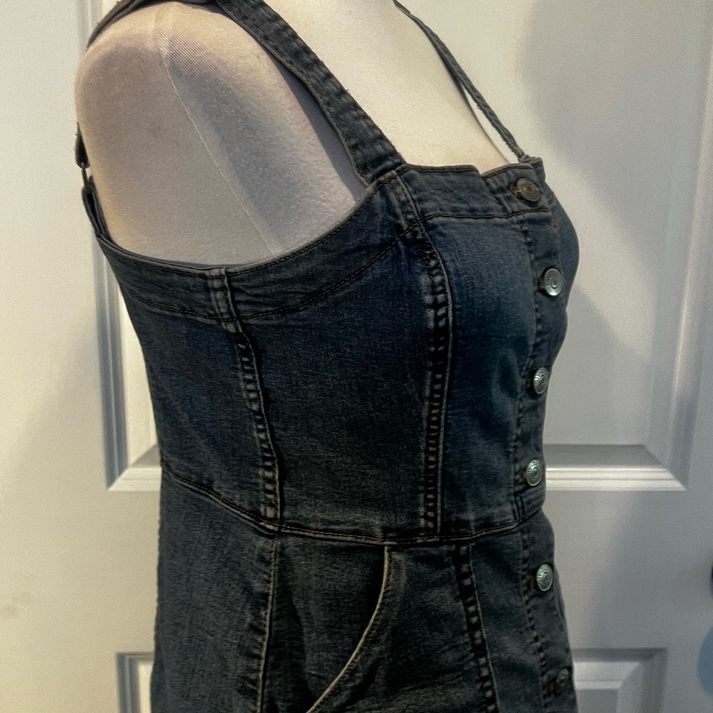 H&M Divided denim jean dress sleeveless buttons small concert wear - Picture 3 of 11